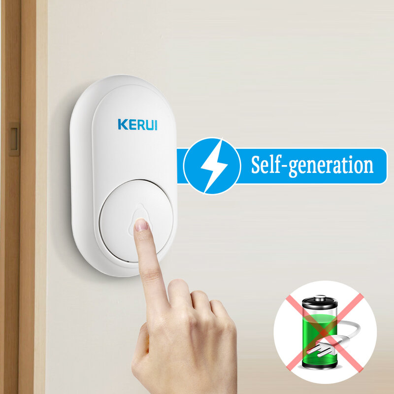 Беспроводной смарт-звонок KERUI M518, звонок с приветствием к дому, с функцией самостоятельного поколения, без кнопки зарядки, с 52 песнями на выбор