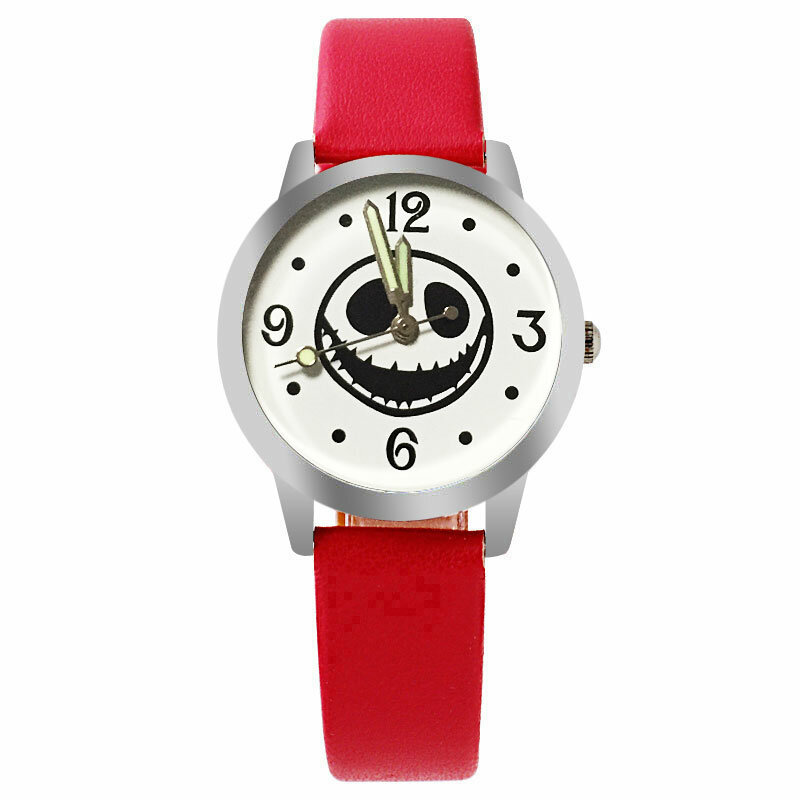 Klasyczny czarno-biały zegarek dziecięcy Cartoon Casual Luminous Boy Girl czerwony zegarek kwarcowy ze skórzanym paskiem Relogios Feminino Kol Saati