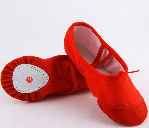 รองเท้าเต้นบัลเลต์สำหรับเด็กผู้หญิงหญิงสาวรองเท้าบัลเล่ต์5สีรองเท้าพลาสติกสีแดง