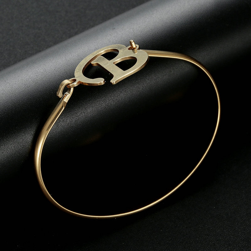 明るい月流行のカフ手紙ブレスレットの腕輪ゴールドカラーステンレス鋼ブレスレットと単語の宝石