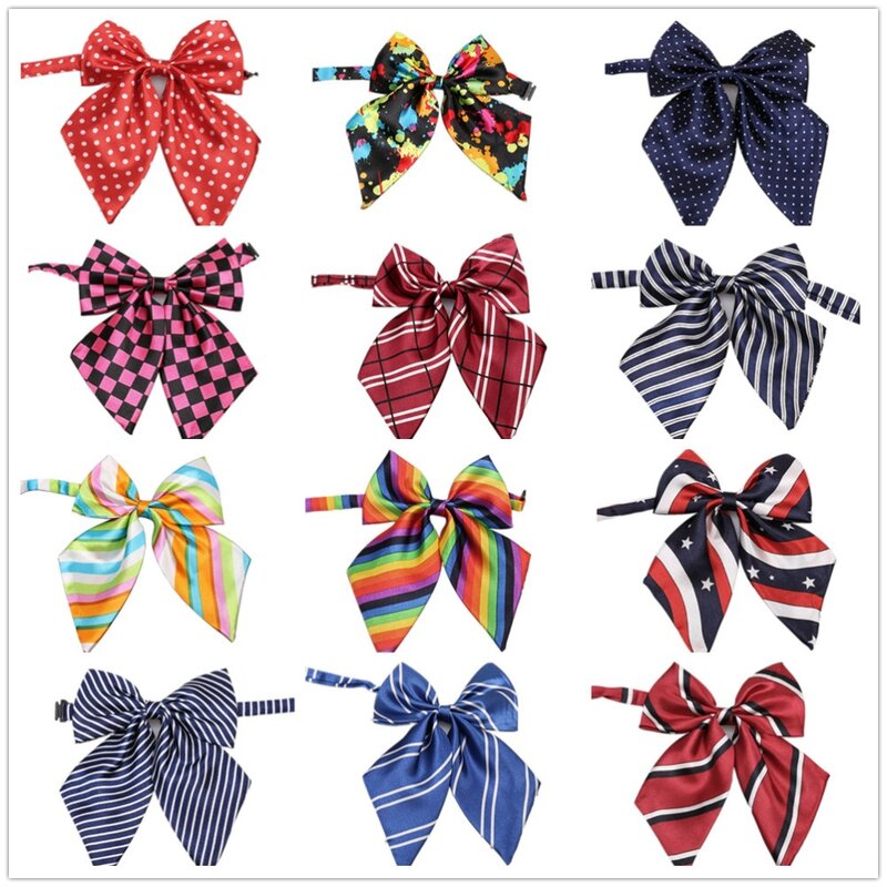 Hooyi gravata borboleta com listras, para mulheres de negócios, gravata borboleta, roupa de pescoço