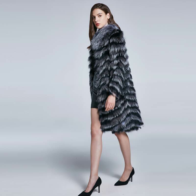 Cappotto caldo invernale da donna collo di volpe cappotto di pelliccia reale volpe pelosa abbigliamento donna colletto tondo moda calda 2021 nuovo