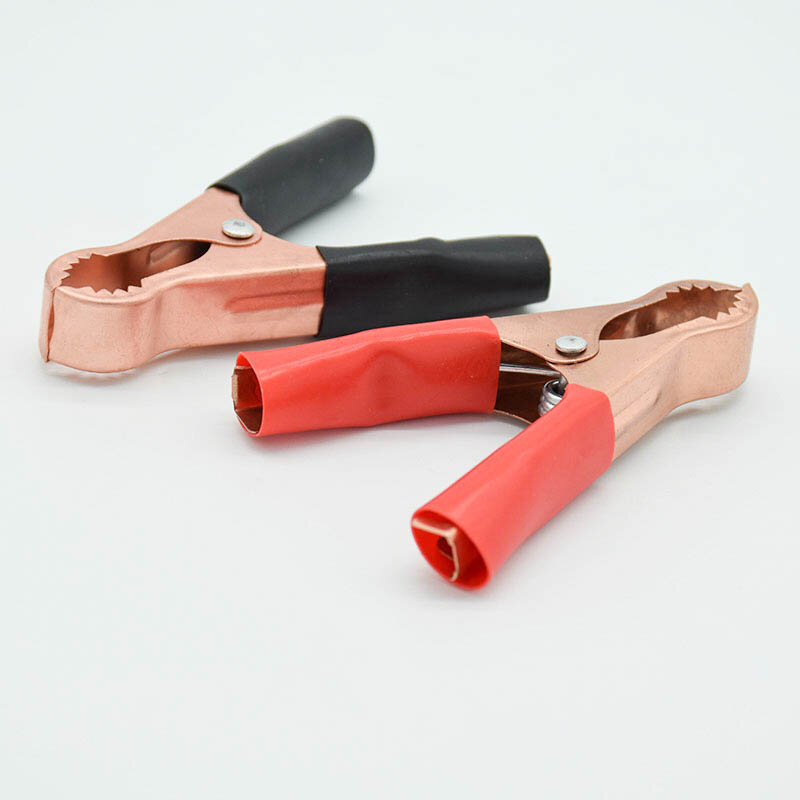 Pinzas de plomo de prueba de batería de coche, pinzas de cocodrilo de 50a, color rojo y negro, abrazadera de Cable de puente eléctrico, 80mm, 2 uds.