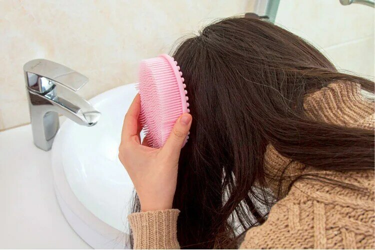 Sampo Sikat Pembersih Shower Mandi Pijat Silikon Kulit Kepala Sisir Pijat Kepala Rambut Stres Bersantai Pembersihan Tubuh