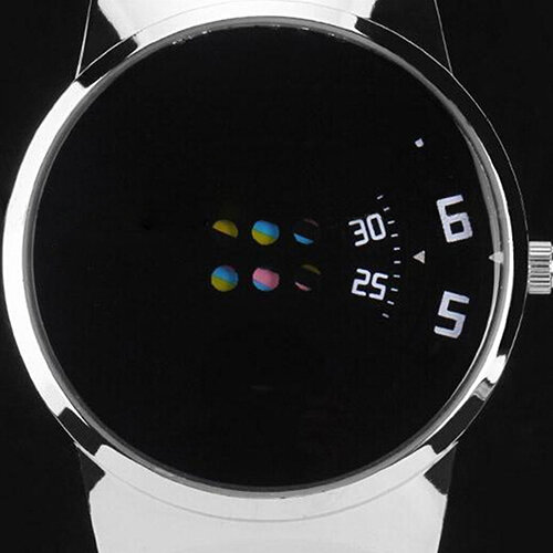 Модные спортивные цифровые наручные часы унисекс с цветным подвижным циферблатом и ремешком из искусственной кожи