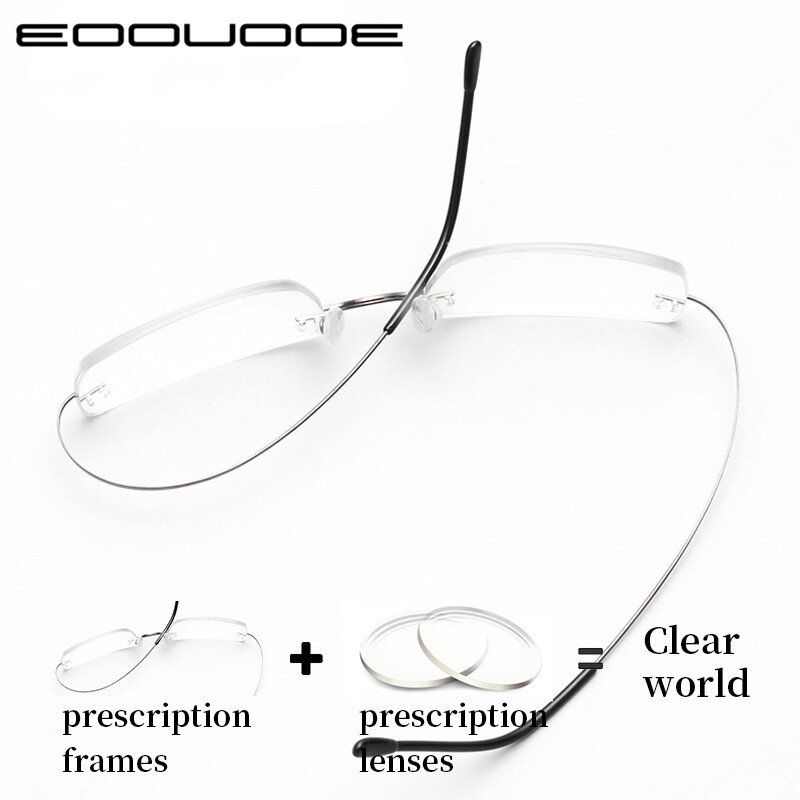 نظارات طبية من التيتانيوم بدون حواف ، نظارات عمل عصرية للرجال والنساء ، بوصفة طبية