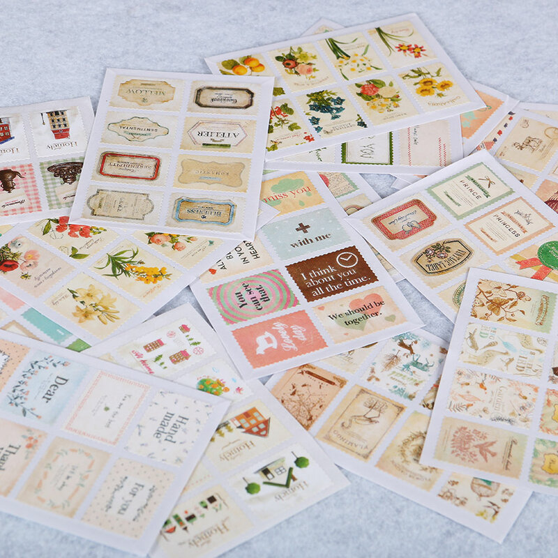 Autocollants de timbres tour Eiffel pour scrapbooking, 16 pièces/1 sacs, stickers pour décoration, journal, album, enveloppe, papeterie, DIY