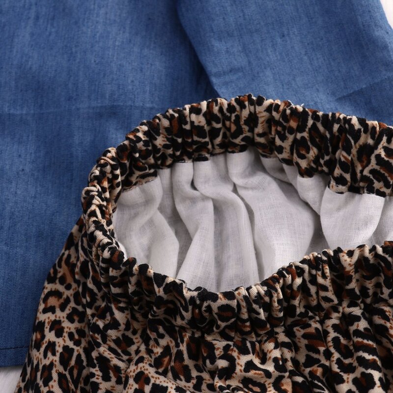 Bebê menina fotografia adereços leopardo imprimir manga longa outono roupas da menina do bebê 1 pc bandana + 1 pc topos + 1 pc vestido crianças roupas