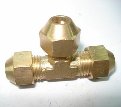 Flare Tube OD 12mm Tee Brass Flare Male Connector Tube Pneumatic Fitting with Short Flare Nut