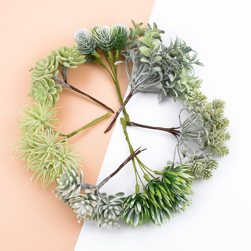 6Pcs Zijden Bloemen Voor Scrapbooking Kunstmatige Planten Voor Thuis Bruiloft Decoratie Nep Plastic Decoratieve Kerstkransen