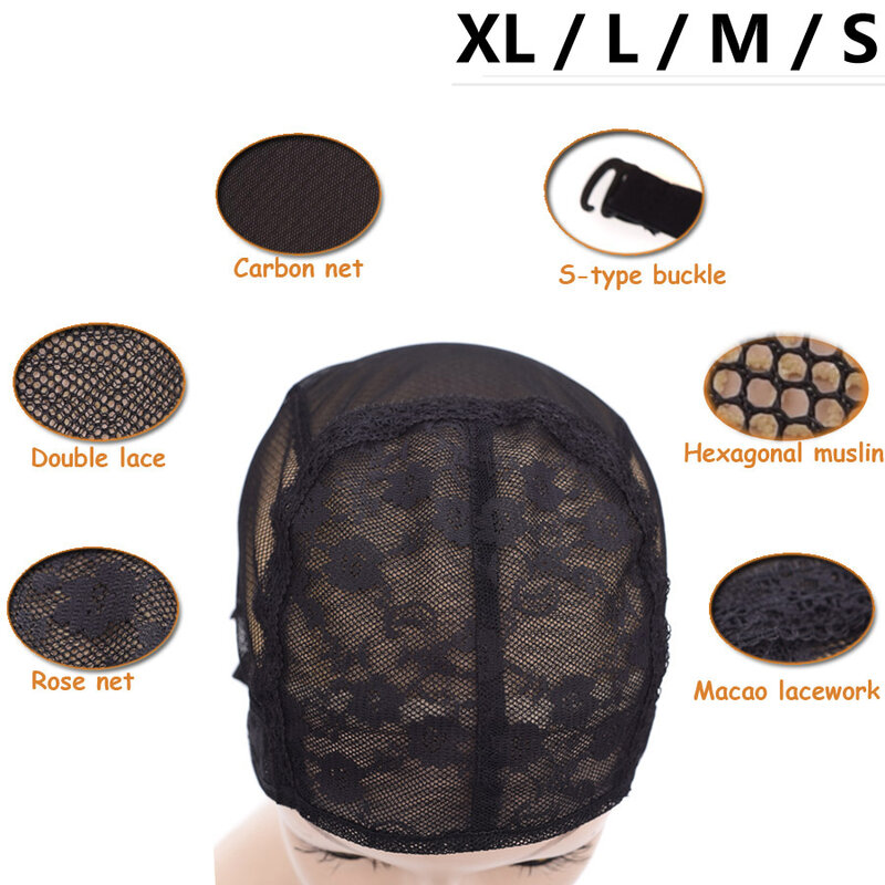 New Fashion Black Weave Caps for Sew in Hair Weft Large Medium Small Wig Cap for Making Wigs with Adjustable Strap Stocking