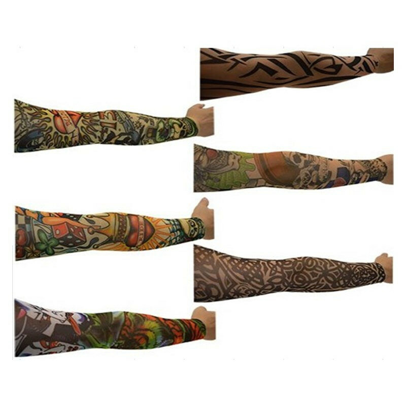 6 шт./компл. солнцезащитные супер эластичные перчатки с защитой от УФ-лучей для татуировок, модные крутые длинные перчатки для защиты рук в стиле хип-хоп и рок