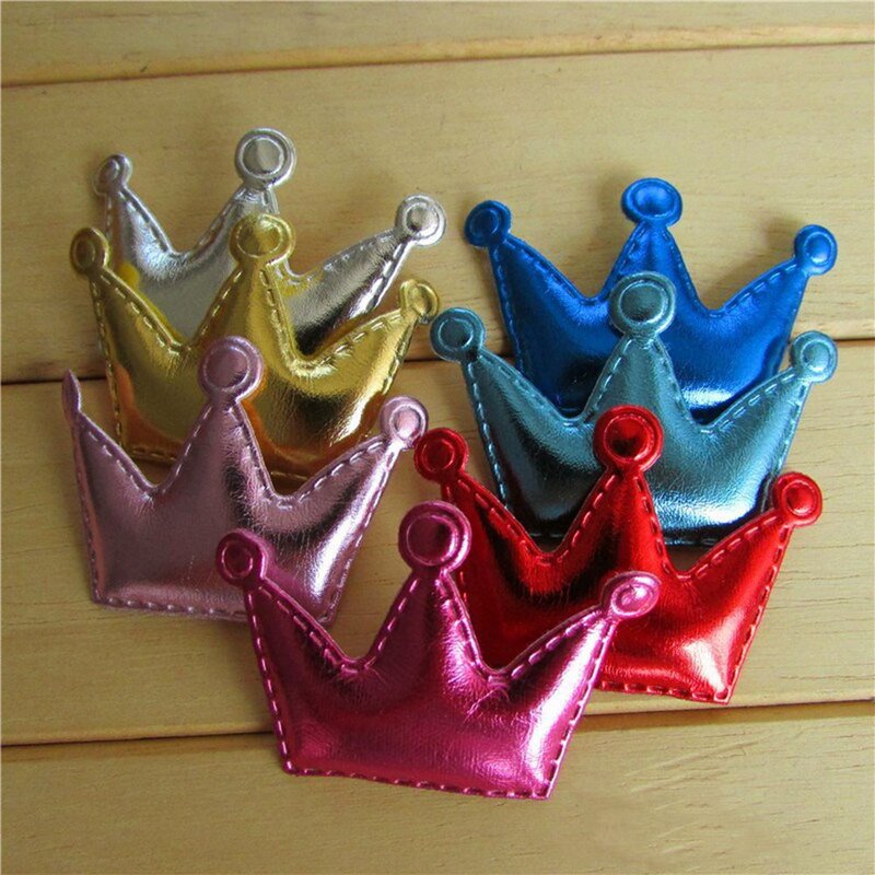 100pcs/lot bigger glossy PU Crown padded applique Crafts for headwear bag shoe garment DIY accessories