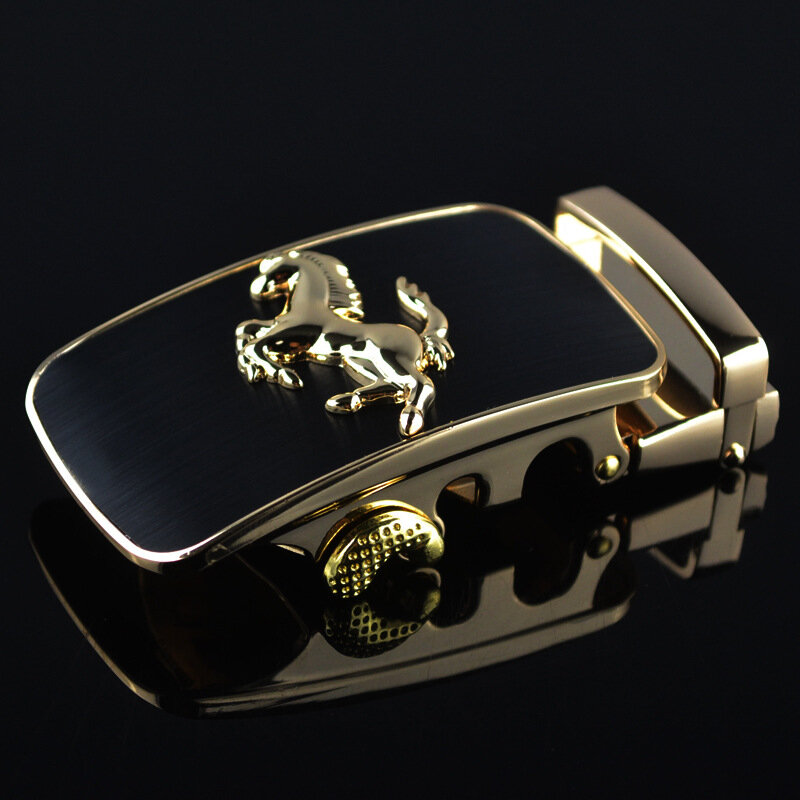 Hebillas de cinturón de 3,5 cm de ancho para hombre, caballo dorado plateado, Animal, diseñador, hebilla de cinturón automática, cabezas de marca de lujo LY87879