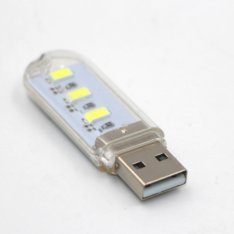 Luz de noche LED con USB de 5V, lámpara de lectura de libros de escritorio, Bombilla de Camping para cargador móvil y portátil, 3LED, 8LED, SMD5730, Chip Blanco/blanco cálido