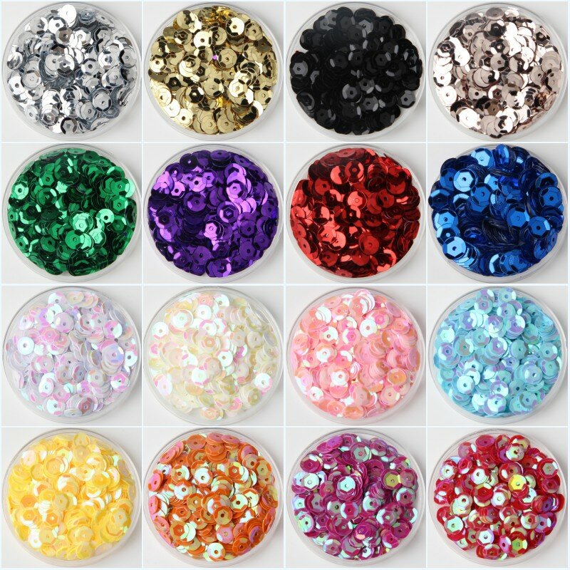 10g/Lot Multi Size 4mm/5mm/6mm/8mm Sequin PVC Round Cup Sequins Paillettes Sewing Wedding Crafts, Women Garments Accessories