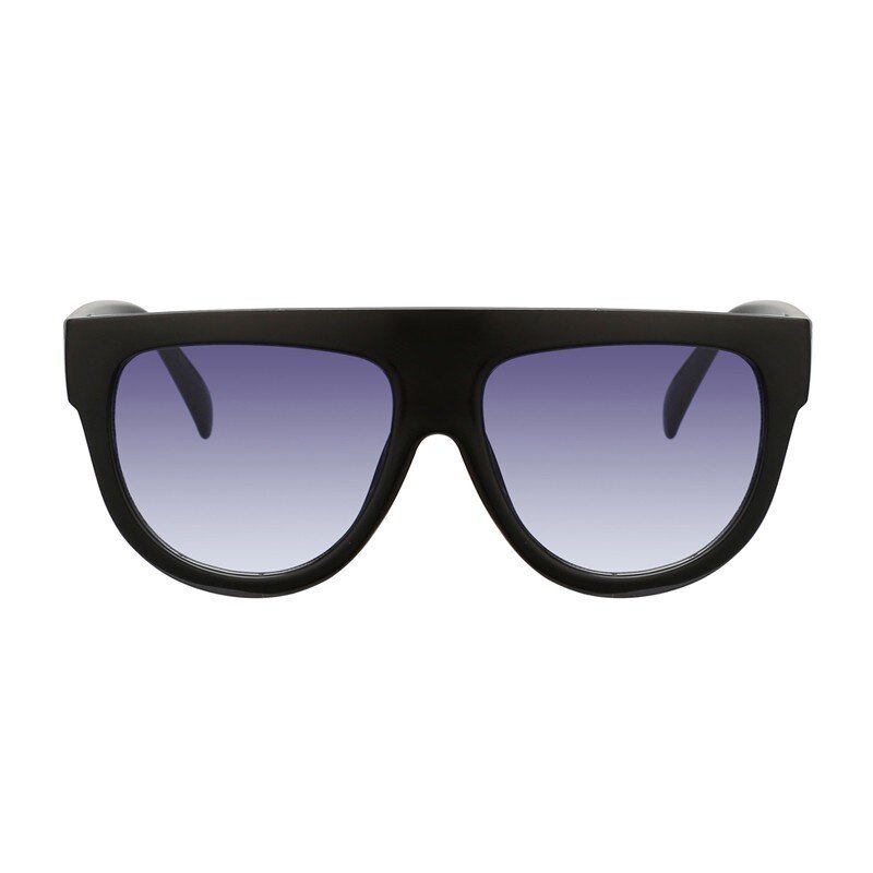 Kacamata Hitam Wanita Besar Atas Datar Kacamata Hitam Wanita UV400 Kacamata Hitam Gaya Paku Bingkai Besar Desain Merek Luxy Bentuk Perisai Retro
