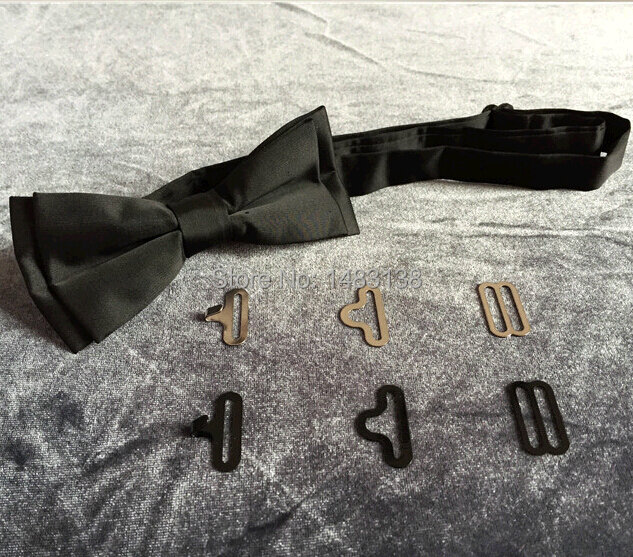 Fivelas para homem e feminino laço arco gancho fivela gravata borboleta gravata clipe 19mm preto ou prata cores frete grátis 100 conjuntos