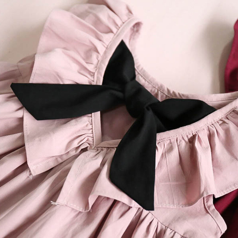 2019 Elegant Style Fashionable Flying Sleeves Women's Bow Tie Princess Party Dress Children's Clothes Girls Lovely Costumes