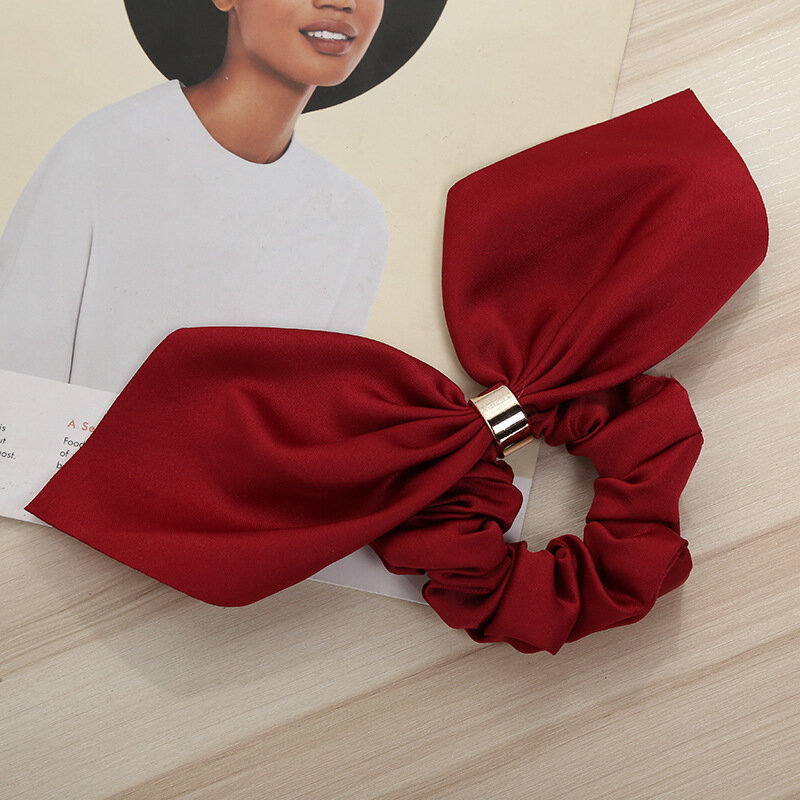 High quality simple fashion Hair Bands for Girls Pearl Bowknot Scrunchies Elastic Hair Rope Bow Ties Ponytail Holder Hairband