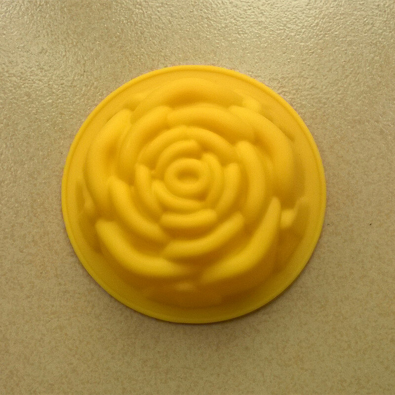 1pc 케이크 도구 식품 등급 실리콘 퐁당 케이크 금형 컵 케이크 금형, 3D 로즈 직경 8*3.3cm 색상 무작위