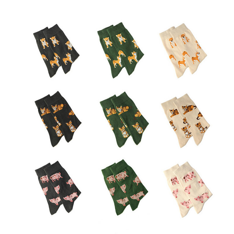 Cosplayool-Calcetines divertidos con diseño de animales para Mujer, medias con diseño de cerdito, gato, Pug, Harajuku, Kawaii, Japón