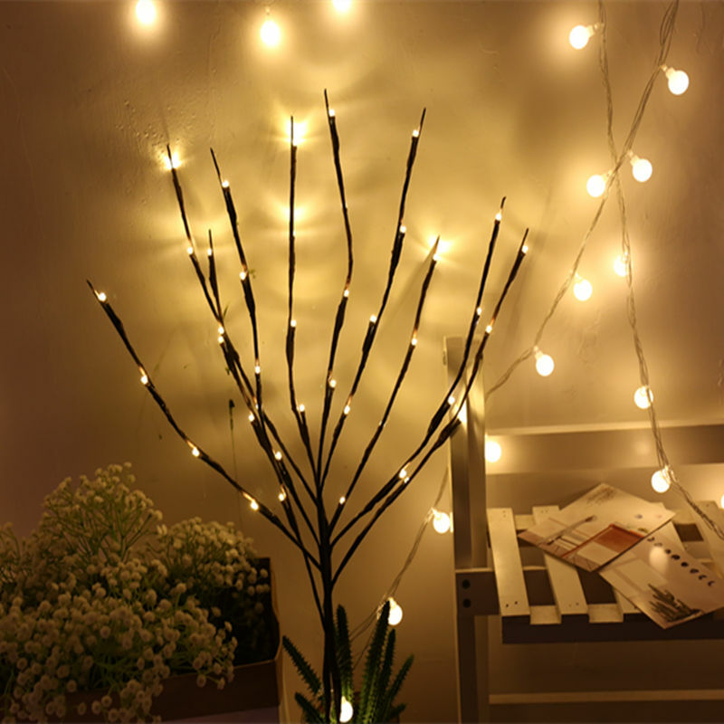 LED Lampu Cabang Willow Lampu Bunga AA Bertenaga Baterai 20 Bohlam Rumah Pesta Natal Dekorasi Taman Hadiah Ulang Tahun Natal
