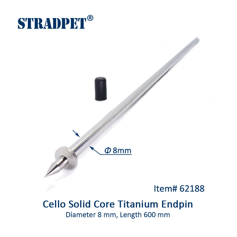 Perno in titanio massiccio STRADPET o puntale in titanio intagliato per violoncello di diametro 8mm e 10mm, lunghezza 595 mm