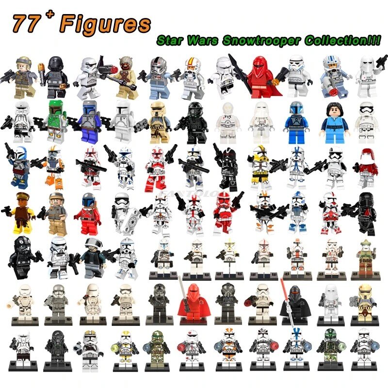 70 + klasyczne Legoelys gwiezdne wojny Snowtrooper klocki do budowy Darth Vader Count Dooku Battle Droid Bounty Hunter zabawki figurki