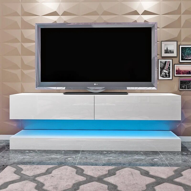 Panana 140 CM Floating TV Cabinet High Gross Front Desigh Door AIRCRAFT Hanging TV Cabinet Modern LED Living Room Furniture