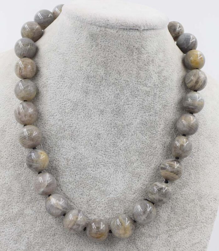 Черное круглое ожерелье Лабрадорита 14-15 мм, 18 дюймов, натуральный FPPJ, оптовая продажа бусин