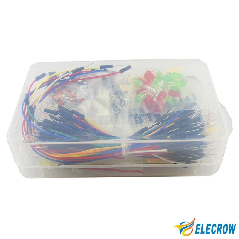 Zestaw startowy Elecrow Arduino dla początkujących zestaw komponentów DIY z kartą oporową deska do chleba części elektroniczne w plastikowym pudełku
