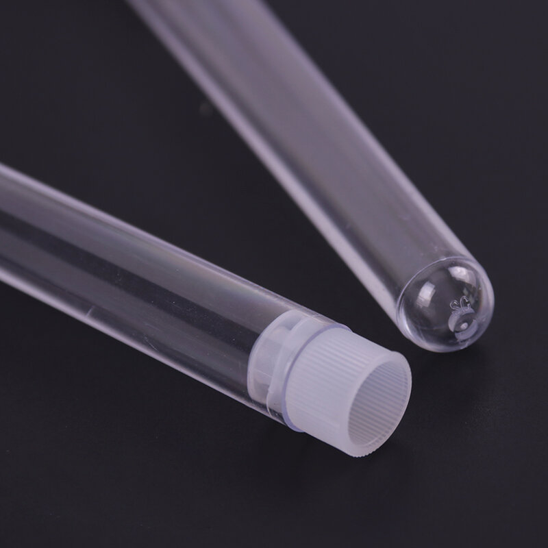 Tubo de ensayo de plástico transparente para laboratorio, viales de fondo redondo con tapa, suministros para experimentos de oficina, 12x100mm, 10 Uds.