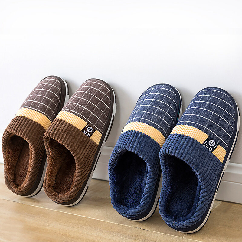 Męskie kapcie 2021 ciepłe pluszowe stado sandały męskie dla domu wytrzymałe antypoślizgowe szycie miękkie gumowe domowe męskie buty wewnętrzne