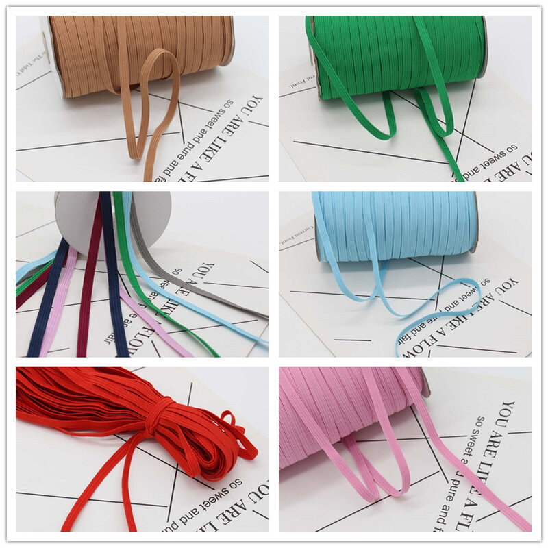 Bandas elásticas de colores de alta elasticidad, cuerda de goma, línea de cinta de Spandex, costura de encaje, banda de cintura, accesorio de ropa, 6mm