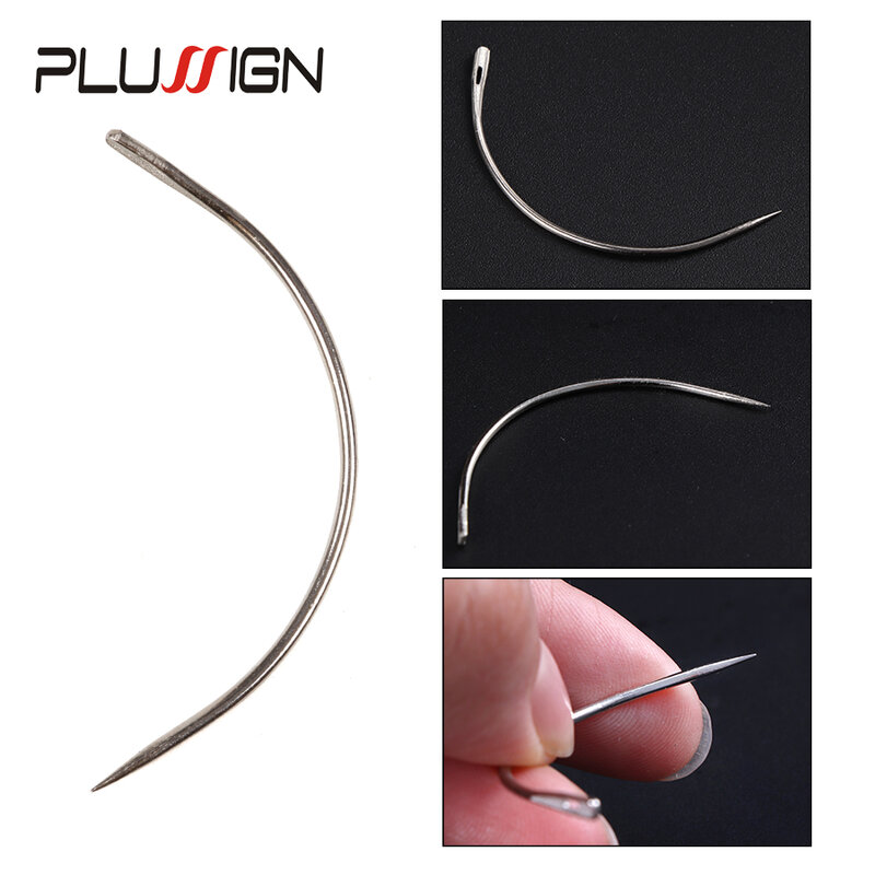 Plussign c-agulhas curvas de mão, para costura, não contém agulhas de alongamento de cabelo, para modelagem e artesanato, ferramentas para costura
