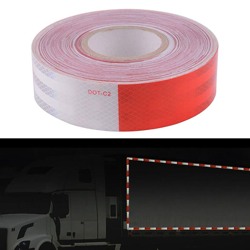DOT-C2 반사 안전 테이프, 트럭 트레일러용, 5cm x 25m, 6 "빨간색, 6" 흰색