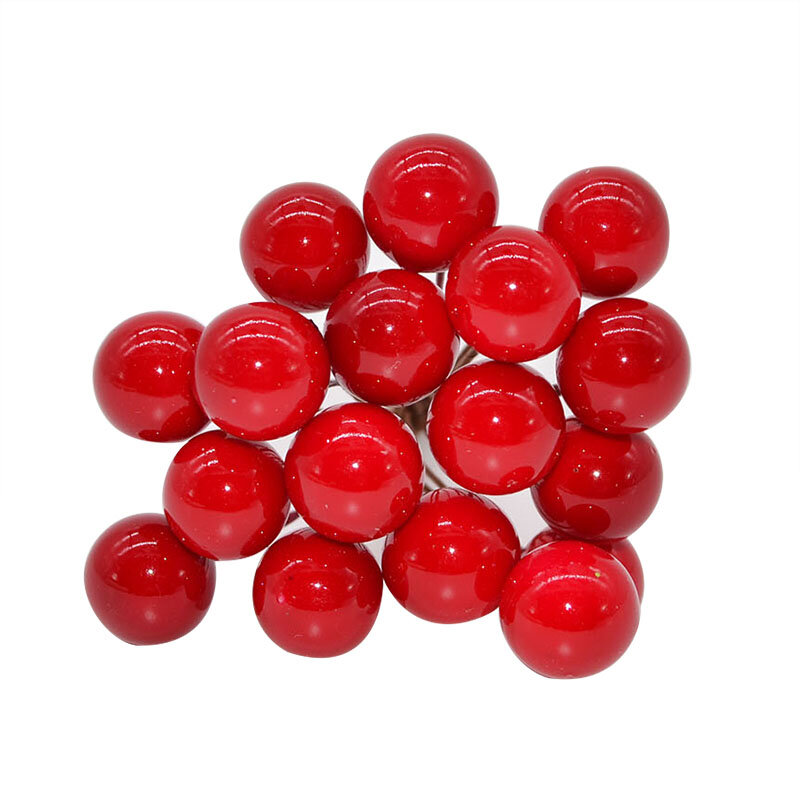 50/100Pcs Mini sztuczne jagody perła plastikowe pręciki kwiaty owoce wiśni dla DIY Craft ślub boże narodzenie jagody prezent wystrój