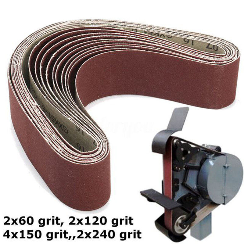 10 Buah Amplas Belt untuk Grinding Polishing Campuran 60/ 120/ 150/ 240 Grit 50X686 Mm