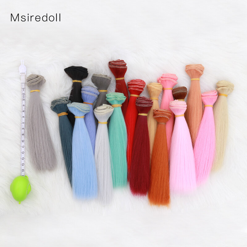 Msiredoll-peluca bjd de 15x100CM o 20x100CM o 25x100CM, pelo de muñeca para 1/3, 1/4, 1/6, pelo liso de muñeca bjd, diy, envío gratis