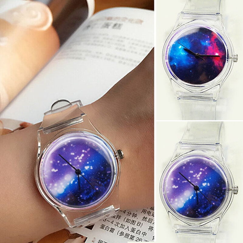 Hohe Qualität Kristall Uhr Cartoon Neuheit Transparent Silikon Strap Klassische Elektronische Uhr für Student Frauen Armbanduhr