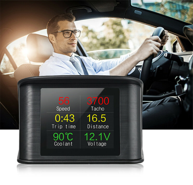 HUD-P10-ordenador Digital para coche, velocímetro, indicador de temperatura, pantalla de conducción, Puerto OBD2 y EUOBD