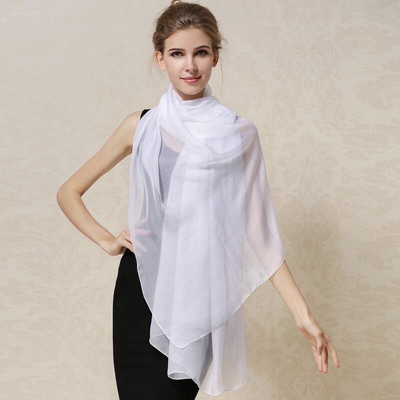 DANKEYISI-Lenço de seda natural para mulheres, xale feminino, lenços puros, envoltórios, monocromáticos, xales plus size, capas de praia longa, 100% seda