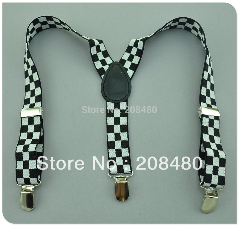 ฟรี shipping-2.5cm กว้าง "ลายสก๊อต/Checker" #2 เด็ก Suspenders เด็ก/ชาย/หญิงยืดหยุ่น Slim suspender Y-Back Suspenders