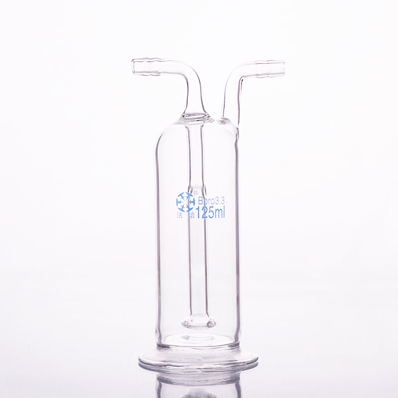 Staal gas wassen fles, capaciteit 125 ml, Lab Glas Gas Wassen Fles staal, Shisha waterpijp