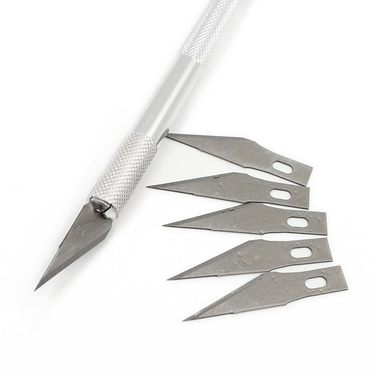 Metal antideslizante, 6 cuchillas para tallado de madera, herramientas, fruta, comida, artesanía, escultura, grabado, suministros de cuchilla de papelería