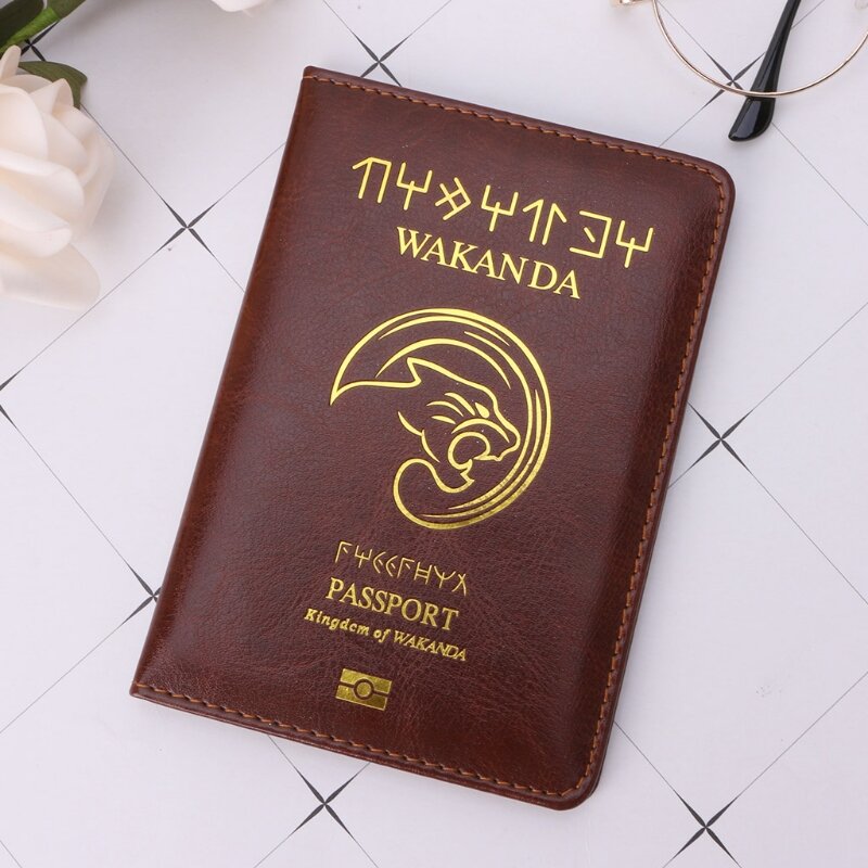 Accessoires de voyage Passeport Wakanda Couverture de Support de Fonction De Stockage En Cuir décontracté Affaires de Dossier Organisateur De Carte De Crédit Portefeuille