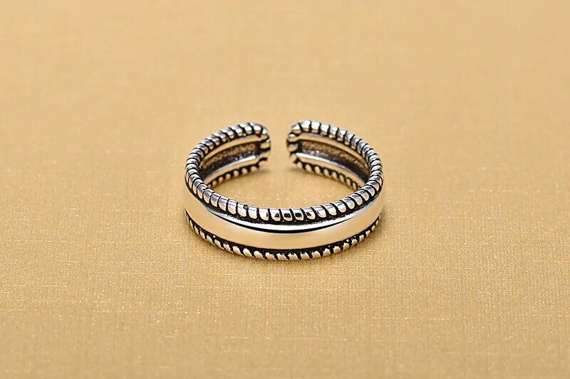 Plata esterlina 925 anillos abiertos para las mujeres Original hecha a mano de dama evitar alergia de plata esterlina anillos Retro joyería