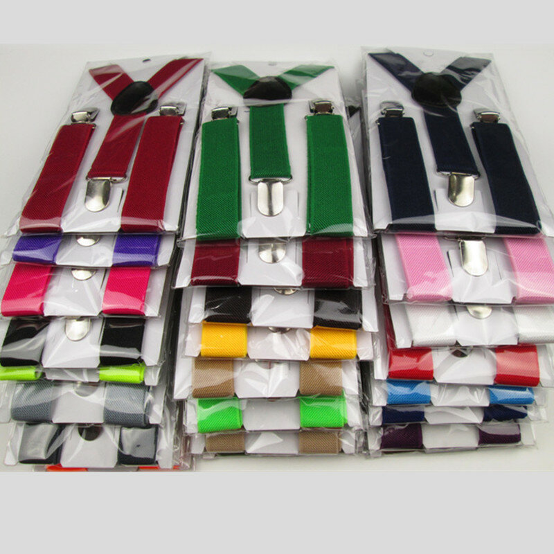 ยืดหยุ่นเด็ก Suspenders Y กลับคลิปบนสีทึบเด็กสายรัดข้อมือเด็กอุปกรณ์เสริม S ขนาด2.5*65ซม.