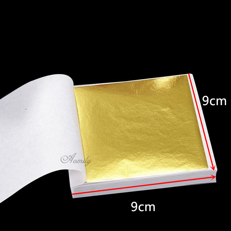 Aomily 9X9Cm 100 Vellen Praktische K Pure Shiny Gold Leaf Voor Vergulden Funiture Lijnen Muur Ambachten Handwerk vergulden Decoratie
